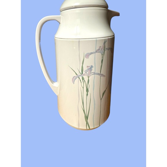 Vintage Corning Shadow Iris Thermique 1 Qt Carafe & Lid Plastic/Metal Coffee Tea - Picture 3 of 10